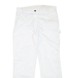DICKIES Mens White Regular Fit Straight Leg Trousers W34 L31 Cotton Blend