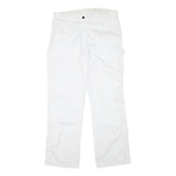 DICKIES Mens White Regular Fit Straight Leg Trousers W34 L31 Cotton Blend