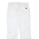 DICKIES Mens White Regular Fit Straight Leg Trousers W34 L31 Cotton Blend