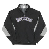MAJESTIC Womens Black & Grey Rockies Zip Jacket L Polyester Blend Athletic