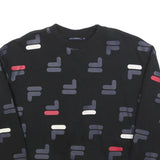 FILA Womens Black Crew Neck M Cotton Blend Sweatshirt All Over Logo Print