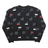 FILA Womens Black Crew Neck M Cotton Blend Sweatshirt All Over Logo Print