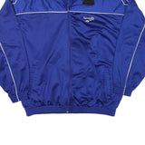 REEBOK Mens Blue & Black Track Jacket L Polyester Plain Zip Athletic Sport