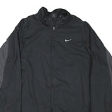 NIKE Mens Black & Grey Lightweight Zip Jacket L Polyester Blend Plain