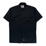 Dickies Short Sleeve Shirt - Medium Black Polyester Blend