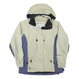 COLUMBIA Womens Beige & Blue Waterproof Zip Jacket M Polyester Blend Outdoor