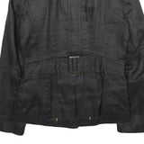 ZARA Womens Black Button Synthetic Jacket M Synthetic Tailored Plain Button