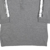 PAUL & SHARK Womens Grey Wool Plain Jumper Scoop Neck Basic Knit XL Sequined