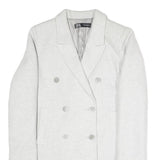 ZARA Womens White Coat S Cotton Blend Double Breasted Button Classic Elegant