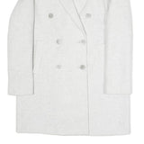 ZARA Womens White Coat S Cotton Blend Double Breasted Button Classic Elegant