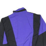 PLAYCREW Mens Black & Purple Athletic Jacket S Polyester Blend Colourblock Zip