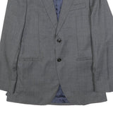 CAROLINA HERRERA Mens Grey Wool Classic Jacket S Woven Tailored Button Closure