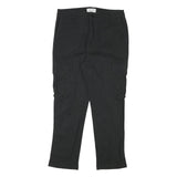PIER ONE Mens Black Slim Cargo Cotton Blend Trousers W32 L27 Zip Pockets