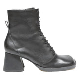 CHARLES & KEITH Womens Lace-Up Ankle Boots Black Leather UK 3 Stylish