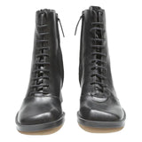 CHARLES & KEITH Womens Lace-Up Ankle Boots Black Leather UK 3 Stylish