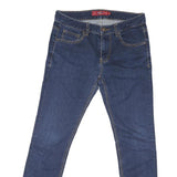 DICKIES Mens Jeans Blue Regular Skinny Denim W32 L28 Zip Cotton Blend