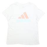 ADIDAS Womens White Pink Logo Modern T-Shirt XL Short Sleeve Crew Neck Casual