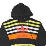 ADIDAS Womens Black & Orange Striped Pullover Hoodie UK 12 Cotton Blend Casual