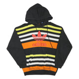 ADIDAS Womens Black & Orange Striped Pullover Hoodie UK 12 Cotton Blend Casual