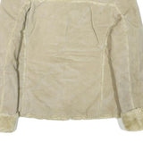 ALDO Womens Beige Leather Jacket M Shearling Zip Front Casual