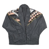 Womens Black Patchwork Button Jacket One Size Woven Patchwork Design