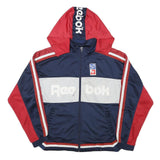 REEBOK Womens Navy & Red Graphic Pullover Hoodie XL Zip Sports Sweatshirt