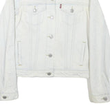 LEVI'S Womens White Cotton Blend Denim Jacket XS Button Plain Stylish