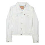 LEVI'S Womens White Cotton Blend Denim Jacket XS Button Plain Stylish