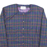 CP COLLECTION Womens Blue Green Wool Blend Checked Button Jacket M Woven