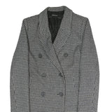 ZARA Womens Black & White Houndstooth Double Breasted Jacket S Polyester Blend