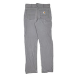CARHARTT Mens Grey Regular Fit Straight Denim Jeans W33 L34 Workwear Zip Closure