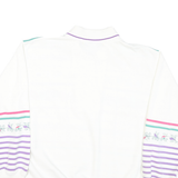 BELVEDERE Womens White & Purple Floral Stripe Collared S Vintage Sweatshirt