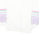 BELVEDERE Womens White & Purple Floral Stripe Collared S Vintage Sweatshirt