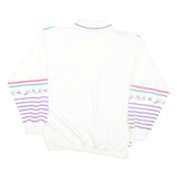 BELVEDERE Womens White & Purple Floral Stripe Collared S Vintage Sweatshirt