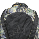 Womens Black Satin Printed Zip Jacket M Satin Pattern Unique Design