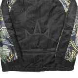 Womens Black Satin Printed Zip Jacket M Satin Pattern Unique Design