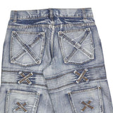 K&M Mens Blue Denim Casual Shorts S W30 Distressed Patchwork Pocket Design