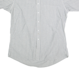 Mens Blue & White Striped Cotton Blend Shirt L Button Down Casual Summer