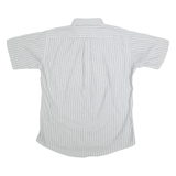 Mens Blue & White Striped Cotton Blend Shirt L Button Down Casual Summer