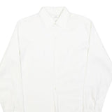 Mens White Plain Shirt S Classic Button Collar Long Sleeve Casual Formal
