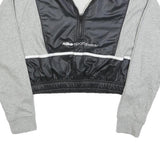 NIKE Womens Grey & Black Sportswear Pullover Sweatshirt S Cropped Half Zip