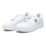 TOMMY HILFIGER Leather Womens White Low Top Trainers UK 6.5 Classic Logo Casual