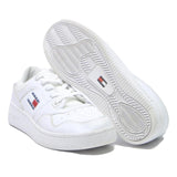 TOMMY HILFIGER Leather Womens White Low Top Trainers UK 6.5 Classic Logo Casual