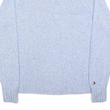 TOMMY HILFIGER Womens Blue Pullover Plain Crew Neck Basic Knit L Cotton Blend