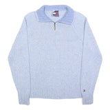 TOMMY HILFIGER Womens Blue Pullover Plain Crew Neck Basic Knit L Cotton Blend