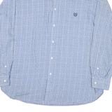 CHAPS Mens Blue & White Check Shirt L Button Down Collar Long Sleeve Casual