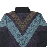 NILS Womens Black Blue Brown Patterned Wool Jumper Roll Neck Chunky Knit M