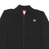 WILSON Mens Black Cotton Blend Bomber Jacket L Zip Plain Sports Casual