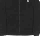 WILSON Mens Black Cotton Blend Bomber Jacket L Zip Plain Sports Casual