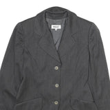 BALLY Womens Grey Wool Classic Jacket UK 8 Button Closure Tailored Plain